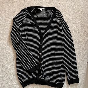 Kenneth Cole Black and White Striped Cardigan